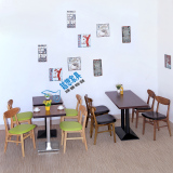 简约创意西餐厅桌椅组合休闲咖啡厅奶茶店甜品小吃店实木定制凳子