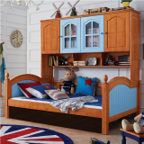 实木衣柜床多功能组合床地中海儿童床1.2/1.5米男孩带护栏子母床