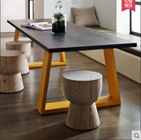 实木餐桌椅组合 现代简约办公桌美式电脑桌loft复古咖啡餐厅饭桌