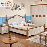 荷兰小镇地中海白色储物床1.8米简约乡村婚床欧美式实木床双人床