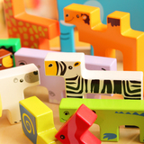 1-2-3岁以上儿童宝宝创意积木木制拼图动物形状认知配对益智玩具