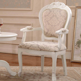 新古典欧式实木餐椅雕花麻将椅白色餐椅休闲椅子美式高端酒店椅子