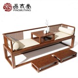 新中式罗汉床实木沙发床榻 现代中式休闲三人沙发 仿古禅意罗汉床