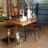 美式复古铁艺实木餐椅餐桌椅组合长方形餐厅餐桌餐台咖啡桌办公桌