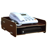 D01简约木质收纳盒办公室桌面电话机支架A4收纳文件架包邮