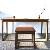 中式实木禅意古琴桌登免漆老榆木茶桌茶台古典深色做旧书桌画案