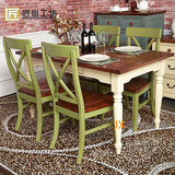 美式乡村风格一桌四椅地中海全实木餐桌椅小户型家具饭桌定制