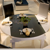 餐桌椅组合现代简约宜家小户型伸缩餐桌圆形实木时尚烤漆6人饭桌