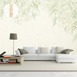 田园风电视背景墙纸立体个性定制大型壁画客厅沙发壁纸清新绿树叶