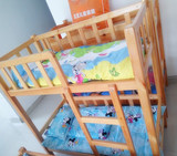 儿童床幼儿园专用塑料午睡休床实木侧梯上下铺双人床实木双层床铺
