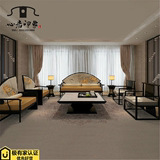 新中式实木沙发 布艺沙发组合 样板房家具 客厅创意沙发定制
