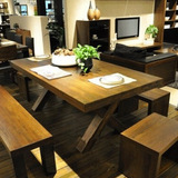 美式时尚加油实木餐厅餐桌 个性创意酒店咖啡休闲吧桌椅组合