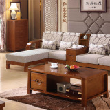 【弘鑫家城】贵妃转角沙发 组合实木家具 茶几 中式客厅