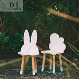 D.L.设计款儿童学习书桌椅 云朵创意实木学习小桌小椅 ins爆红