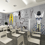 欧式抽象动物大型壁画麋鹿斑马服装店背景墙咖啡厅酒吧墙纸壁纸