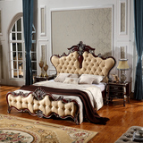 床美式 全实木公主床 2米2.2米大床 婚床家具 欧式床1.8真皮 复古