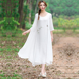 2016夏季汉服女古装改良棉麻中国民族风女装中长款裙子仙女连衣裙