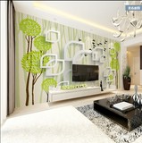绿树个性无纺沙发3D4D立体墙纸电视背景墙客厅卧室无缝壁画壁纸布