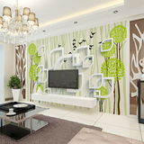 欧式简约3D立体圈圈绿树墙纸壁纸 客厅卧室沙发电视背景大型壁画