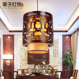 中式吊灯仿古羊皮灯实木艺餐厅茶楼走廊过道灯中国风古典阳台灯具