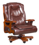 豪华真皮老板椅可躺家用进口牛皮办公椅橡木实木大班椅逍遥转椅