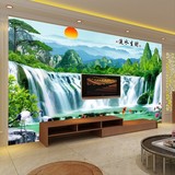 风景山水中式客厅沙发电视背景墙纸大型壁画无缝壁纸墙画3d立体