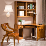 古典中式胡桃木书桌书椅实木转角书架书柜组合品牌电脑桌书台B02