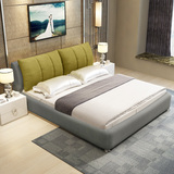 布艺床可拆洗现代床双人床布艺软包1米8床简约 实木布床储物床