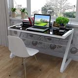 z型钢木桌钢化玻璃电脑桌台式家用办公桌学生简易学习书桌写字台