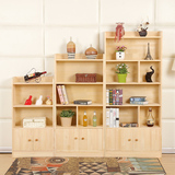 儿童实木书架书柜简约现代松木柜子自由组合储物柜简易置物柜带门