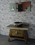 中式复古中国风实木家具高脚落地浴室柜防水台面台盆柜洗漱台上盆