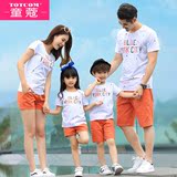 童蔻亲子装夏装 全家装三口母子母女2016新款韩版套装家庭父子