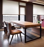 美式创意实木办公桌铁艺餐桌长方形简约书桌工业风特价