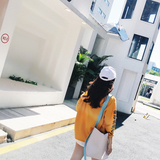2016夏季新款韩版宽松百搭学生字母纯色短款上衣潮薄款长袖T恤女