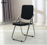折叠椅黑色皮革结实厚海绵电脑椅子会议椅培训办公椅折叠椅靠背椅