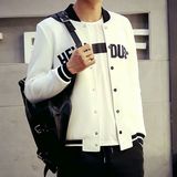 秋季新款男士棒球服修身立领加绒卫衣男韩版青少年情侣装外套