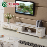 现代简欧电视柜组合小型卧室客厅现代伸缩电视柜可定制大理石柜面