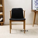 日式设计师椅创意咖啡厅简约靠背休闲书桌椅北欧实木餐皮质椅子