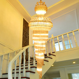 欧式客厅水晶吊灯大气复式楼别墅酒店楼梯长吊灯遥控变光大厅灯具