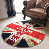欧式潮流英国米字旗圆形地毯做旧复古客厅卧室电脑椅衣帽间圆毯