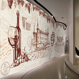 欧式红酒主题壁纸3D立体木桶复古怀旧木纹大型壁画西餐厅个性墙纸