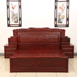 红木床 非洲酸枝木双人床 卧室中式古典红木家具深色雕刻宝马大床