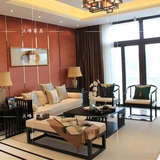 新中式现代简约布艺沙发桌椅组合样板房客厅家具会所酒店沙发实木