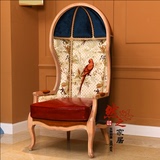 法式新古典客厅实木太空椅鸡蛋型欧式贝壳靠椅鸟笼蛋壳椅