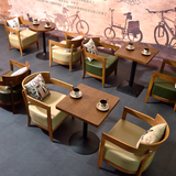 美式复古休闲咖啡椅 茶几实木围椅 西餐厅桌椅 甜品店 奶茶店桌椅