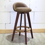 实木酒吧台椅子复古美式高脚椅凳简约前台旋转吧凳北欧时尚咖啡椅