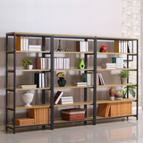 宜家钢木书架简易铁艺货架多层置物架客厅架子展示架书柜定做