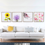 手绘油画现代简约沙发客厅卧室餐厅挂画花卉装饰画双联及三联套画