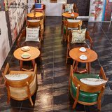 北欧咖啡厅实木围椅体验馆甜品店茶几休闲台球椅西餐厅奶茶店桌椅
