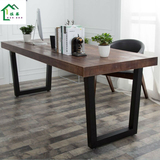 美式北欧复古做旧实木铁艺餐桌椅咖啡厅奶茶店办公桌会议桌